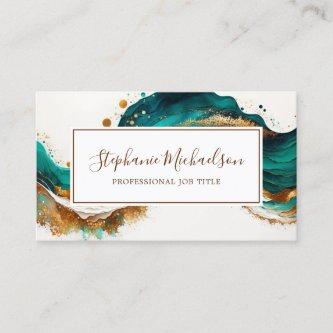 Professional Modern Teal Gold Abstract