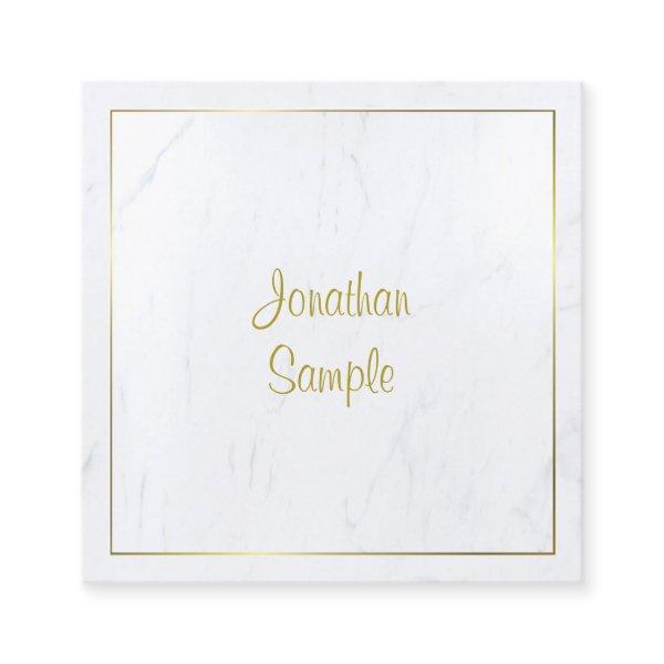 Professional Modern White Marble Gold Script Luxe Square