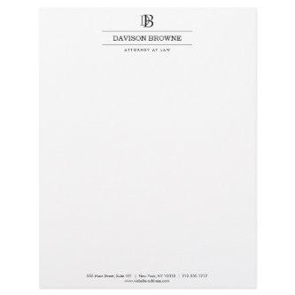 Professional Monogram Black on White Letterhead