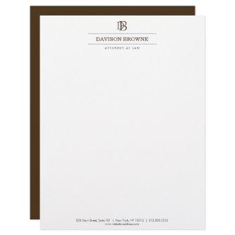 Professional Monogram Brown on White Letterhead