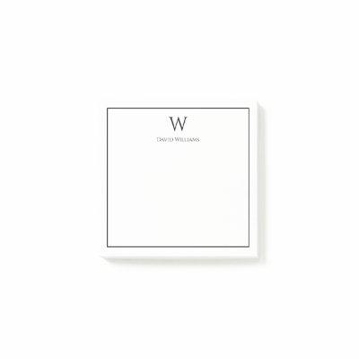 Professional Monogram Classic Black White Post-it Notes