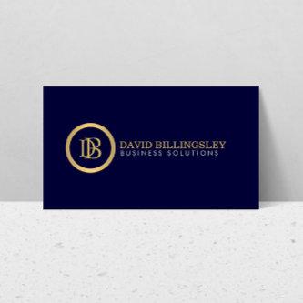Professional Monogram Logo in Faux Gold Navy Blue