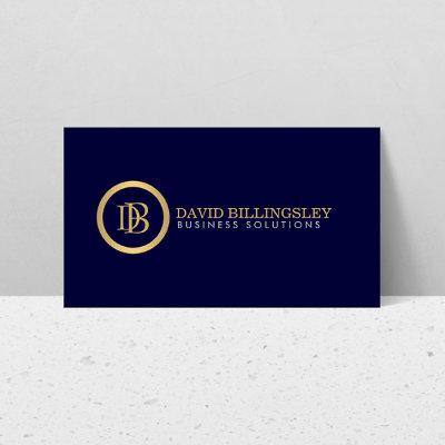 Professional Monogram Logo in Faux Gold Navy Blue