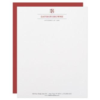 Professional Monogram Red on White Letterhead