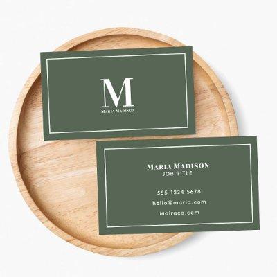 Professional Monogram Sage Green Clean Typography