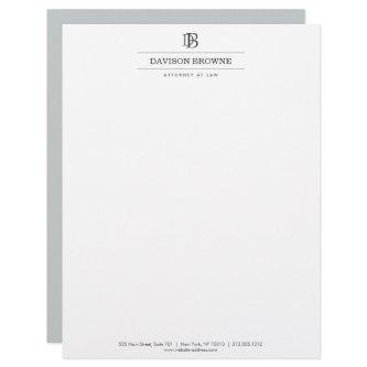 Professional Monogram Slate/White Letterhead