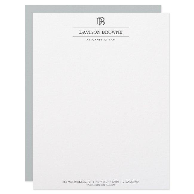 Professional Monogram Slate/White Letterhead