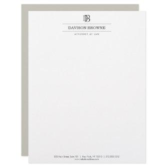 Professional Monogram Taupe/White Letterhead