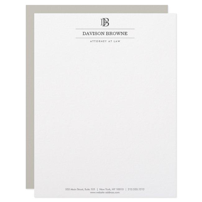 Professional Monogram Taupe/White Letterhead