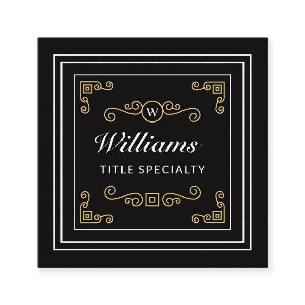 Professional Monogram Vintage Black Elegant Square