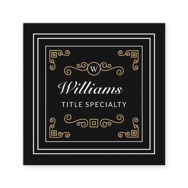 Professional Monogram Vintage Black Elegant Square