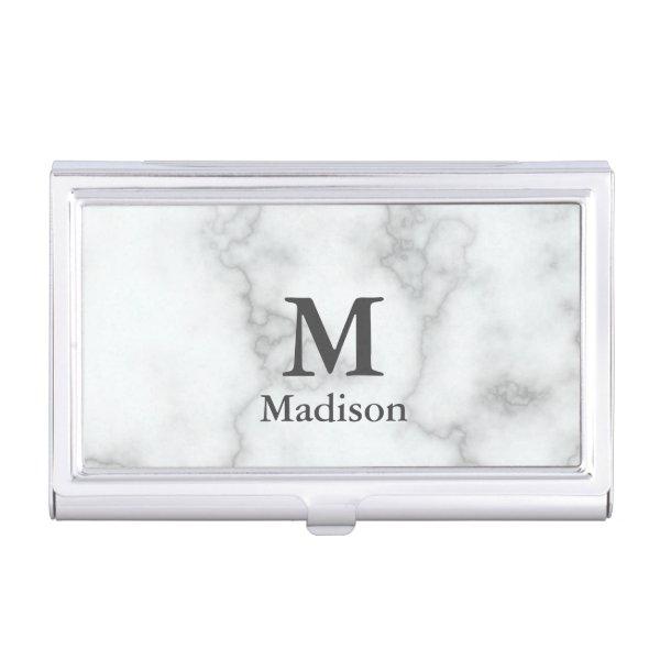Professional Monogrammed Faux White Marble  Case