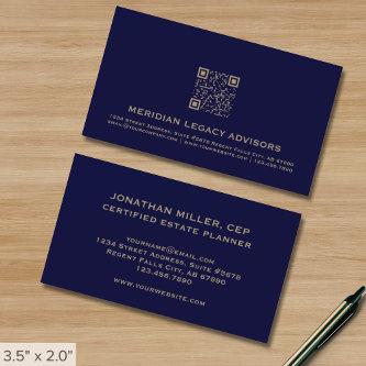 Professional Navy Blue and Gold QR Code