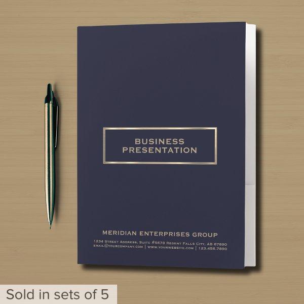 Professional Navy Blue Presentation Folder