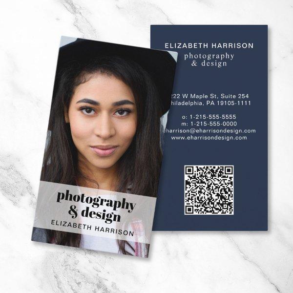Professional Photo QR Code Blue