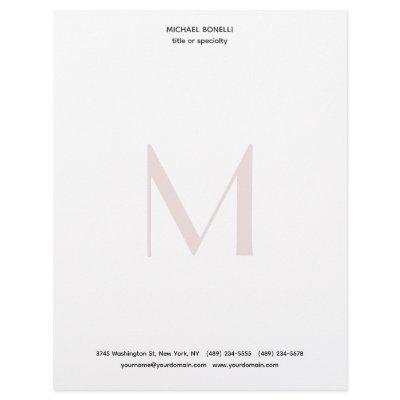 Professional Plain Modern Minimalist Monogrammed Letterhead