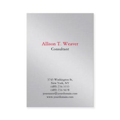Professional Plain Simple Metallic Silver Unique