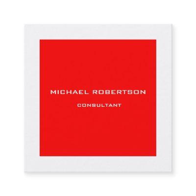 Professional Plain Unique Special Red White Square