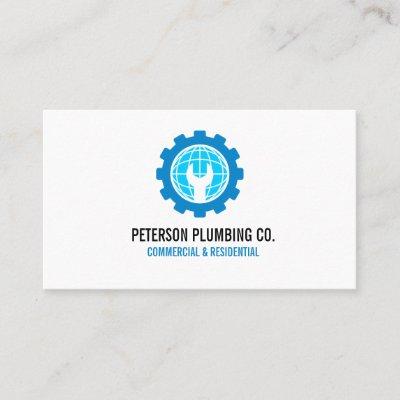 Professional Plumbing Logo Global wrench white