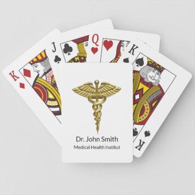 Professional Precious Medical Gold Caduceus Playing Cards