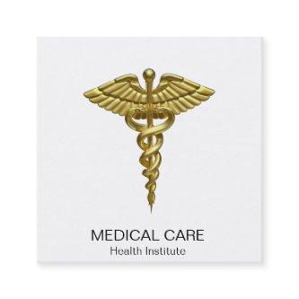 Professional Precious Medical Gold Caduceus Square