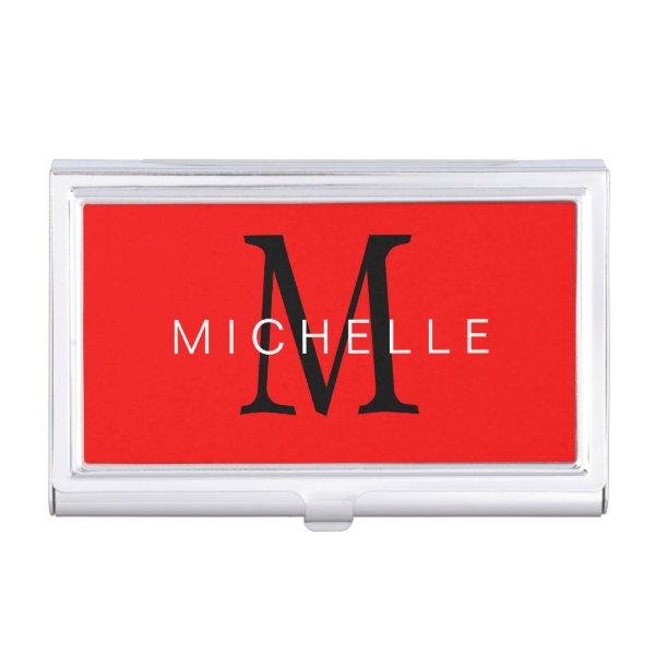 Professional Red Black Monogram Your Name  Case
