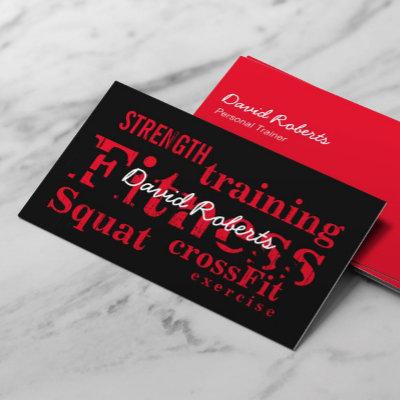 Professional Red Fitness Words Personal Trainer
