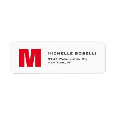 Professional Red White Monogram Modern Unique Label
