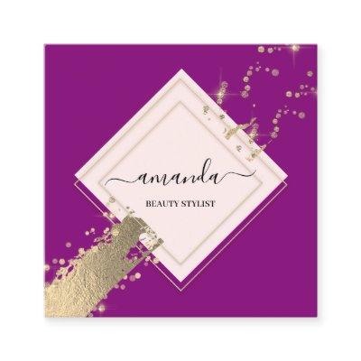Professional Rose Frame Gold Berry Pink Confetti Square