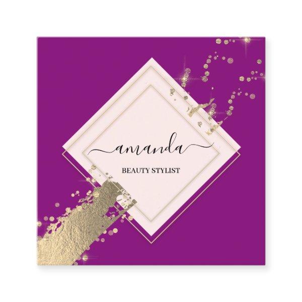 Professional Rose Frame Gold Berry Pink Confetti Square