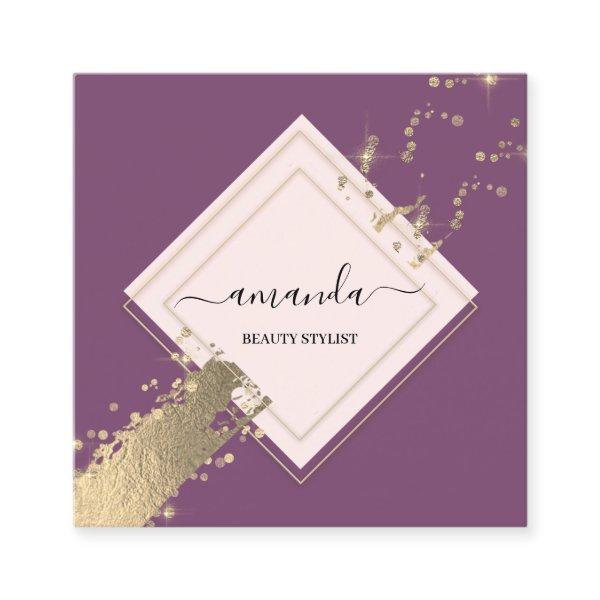 Professional Rose Frame Gold Stroke Violet Purple Square