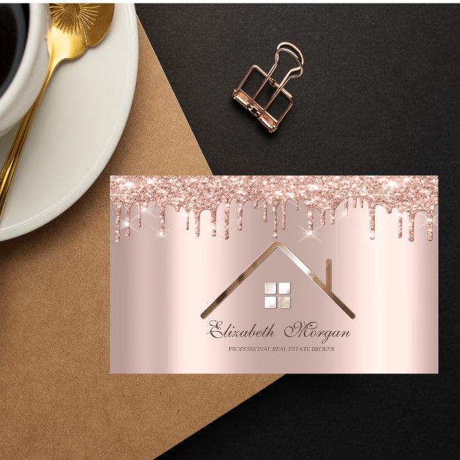 Professional Rose Gold Glitter Drips Real Estate