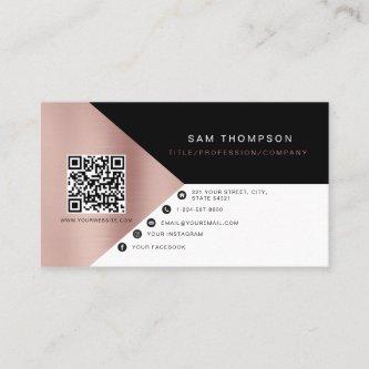 Professional Rose Gold QR Code Modern Business Calling Card