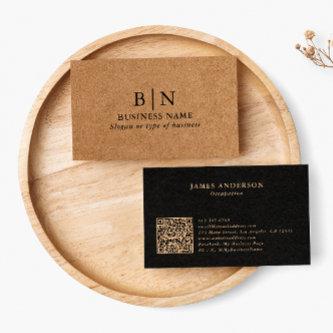 Professional Rustic Faux Kraft Initials & QR Code