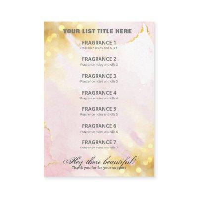 Professional Shimmer Pink Gold Fragrance List Card