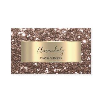 Professional Shop Faux Gold Glitter QR Code Brown
