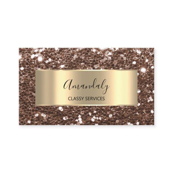 Professional Shop Gold Frame Glitter QRCode Brown