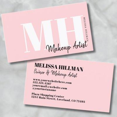 Professional Simple Blush Pink Monogram