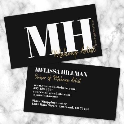 Professional  Simple Elegant Black Monogram
