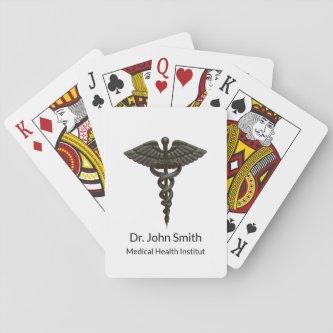 Professional Simple Medical Caduceus Black White Playing Cards