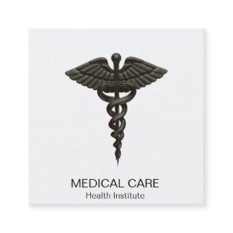 Professional Simple Medical Caduceus Black White Square