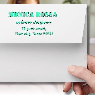 Professional Simple Modern Neon Teal Black Envelope