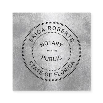 Professional State Notary Stamp Modern Silver Square