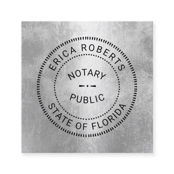 Professional State Notary Stamp Modern Silver Square