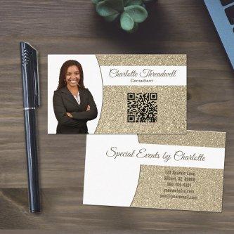 Professional Subtle Gold Glitter Custom Photo QR