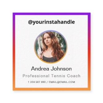 Professional Tennis Coach Photo & QR Code Colorful Square