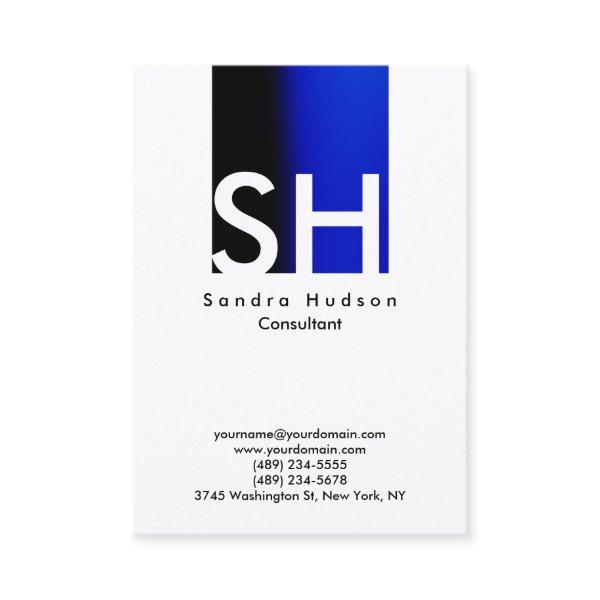 Professional Trendy Blue White Monogram