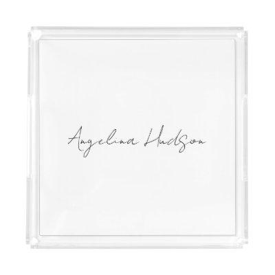 Professional White Plain Creative Chic Calligraphy Acrylic Tray
