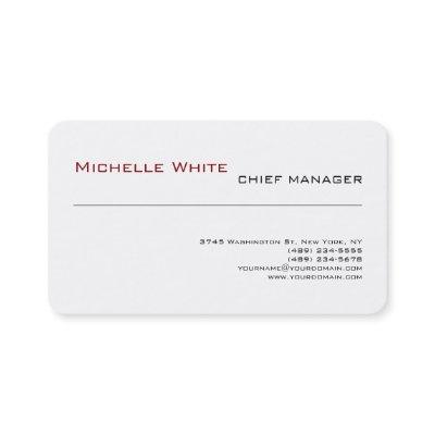 Professional White Simple Plain Modern Minimalist