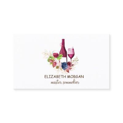 Professional Wine Glass,Bottle,Burgundy Flowers